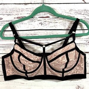 Torrid Blush Pink Lace Underwire Bra with Corset Piping in Size 2